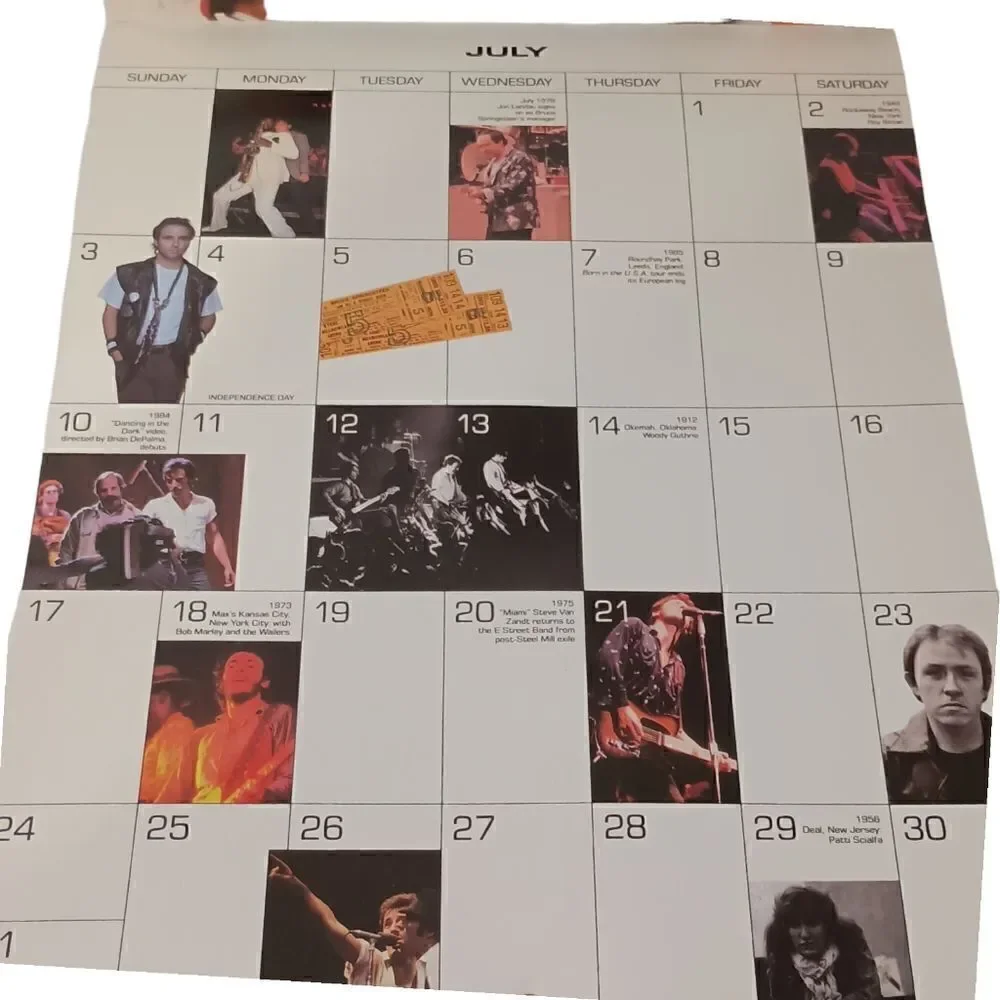 Bruce Springsteen 1988 Official Calendar Vintage Wall Decor Large Paper Photos. - Picture 4 of 16